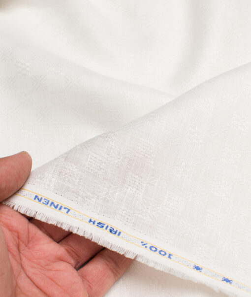 Arvind Men's Irish Linen 60 LEA Dobby  Unstitched Shirting Fabric (Milky White) - Image 2