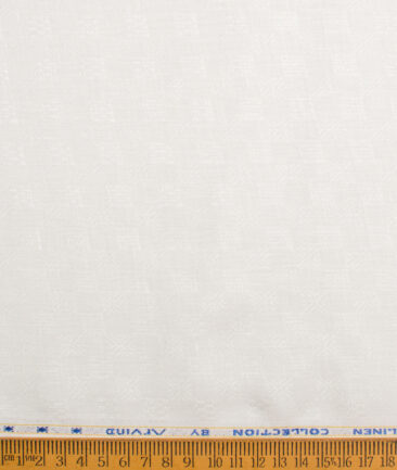 Arvind Men's Irish Linen 60 LEA Dobby  Unstitched Shirting Fabric (Milky White) - Image 4