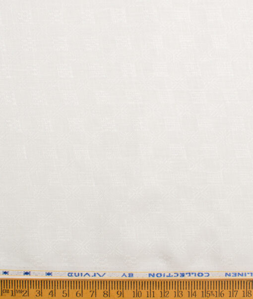 Arvind Men's Irish Linen 60 LEA Dobby  Unstitched Shirting Fabric (Milky White) - Image 4