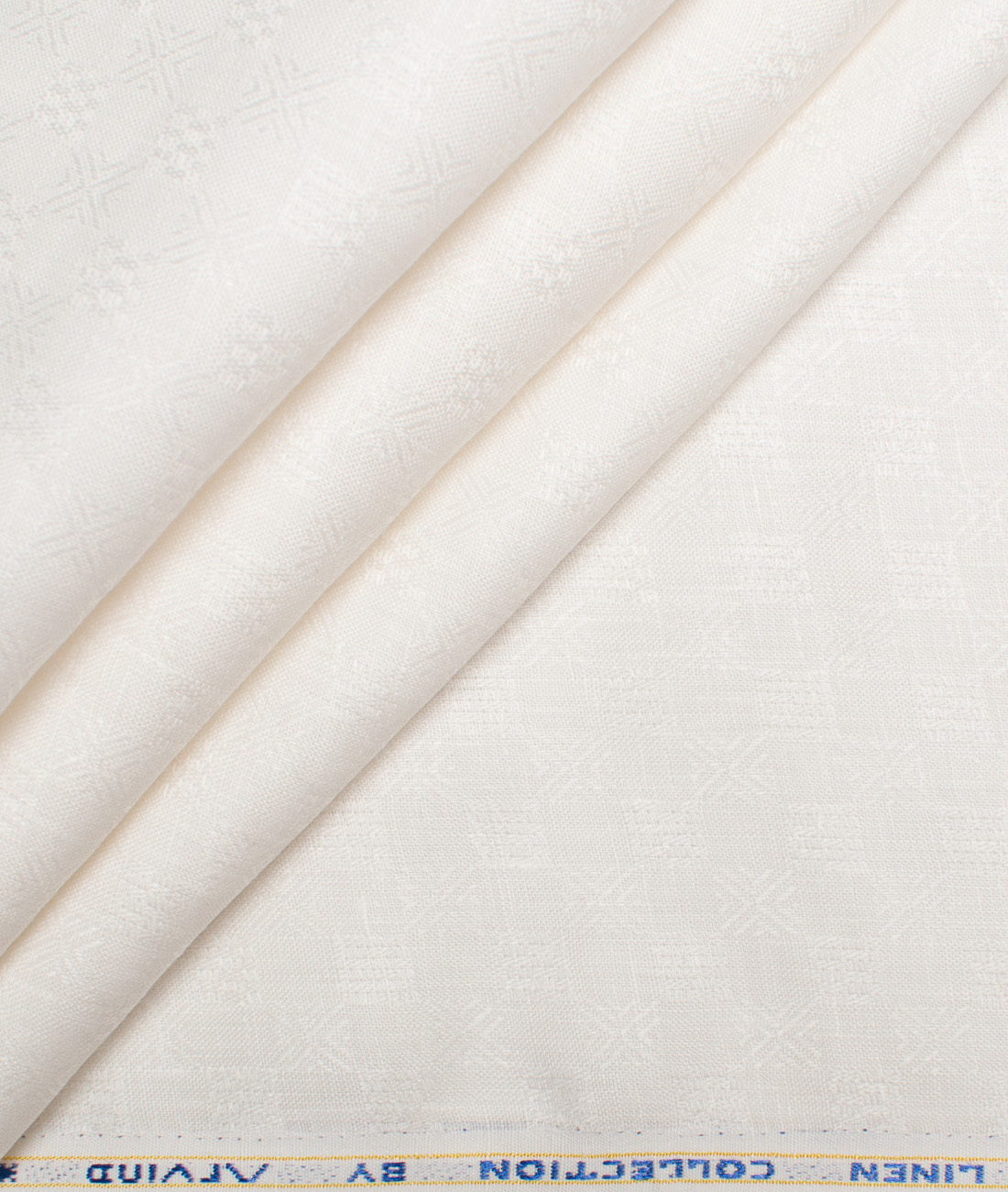 LSADSHLINEN128WHSLFSQXDOBJUL Arvind Men's Irish Linen 60 LEA Dobby Unstitched Shirting Fabric (Milky White) - Image 1