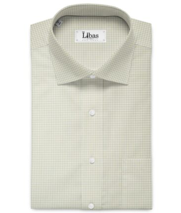 Premier Mills 2 Ply 50's Giza Cotton Checks Shirt or Kurta Fabric (Light Green)