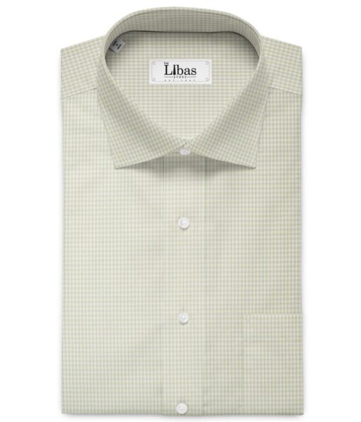 Premier Mills 2 Ply 50's Giza Cotton Checks Shirt or Kurta Fabric (Light Green)