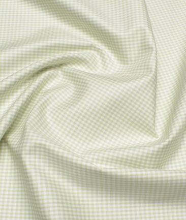 Premier Mills 2 Ply 50's Giza Cotton Checks Shirt or Kurta Fabric (Light Green)