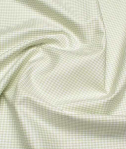 Premier Mills 2 Ply 50's Giza Cotton Checks Shirt or Kurta Fabric (Light Green)