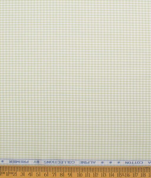 Premier Mills 2 Ply 50's Giza Cotton Checks Shirt or Kurta Fabric (Light Green)