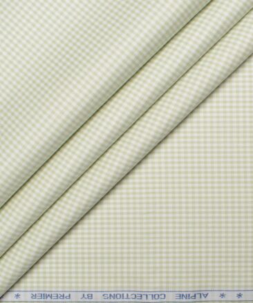 Premier Mills 2 Ply 50's Giza Cotton Checks Shirt or Kurta Fabric (Light Green)