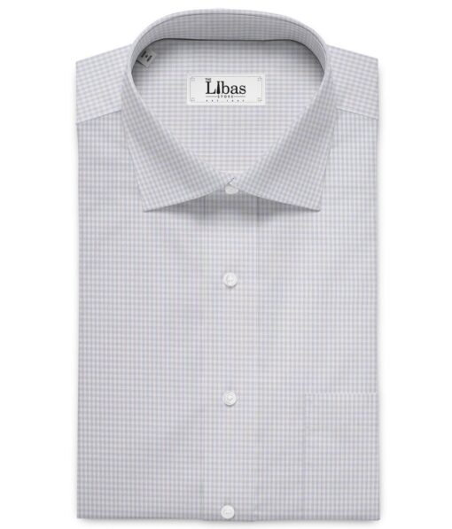 Premier Mills 2 Ply 50's Giza Cotton Checks Shirt or Kurta Fabric (Light Grey)