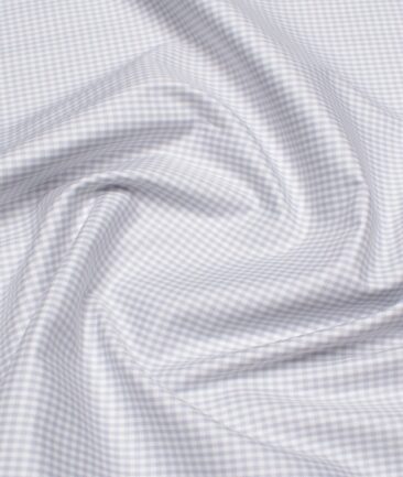 Premier Mills 2 Ply 50's Giza Cotton Checks Shirt or Kurta Fabric (Light Grey)