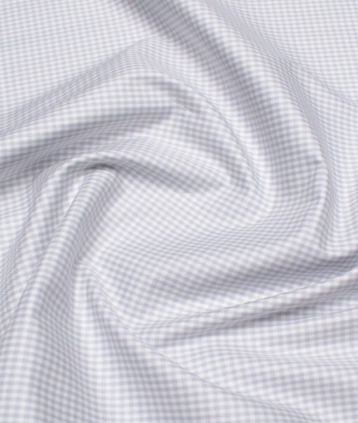 Premier Mills 2 Ply 50's Giza Cotton Checks Shirt or Kurta Fabric (Light Grey)