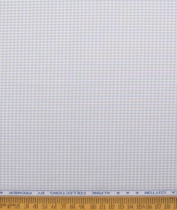 Premier Mills 2 Ply 50's Giza Cotton Checks Shirt or Kurta Fabric (Light Grey)