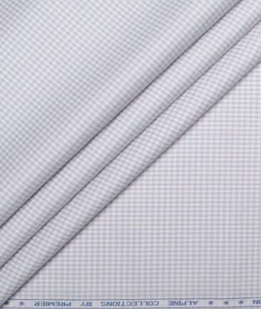 Premier Mills 2 Ply 50's Giza Cotton Checks Shirt or Kurta Fabric (Light Grey)
