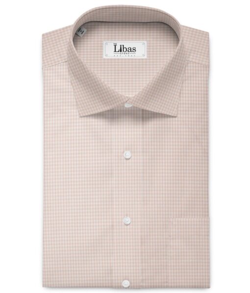 Premier Mills 2 Ply 50's Giza Cotton Checks Shirt or Kurta Fabric (Peach)