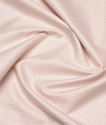 Premier Mills 2 Ply 50's Giza Cotton Checks Shirt or Kurta Fabric (Peach)