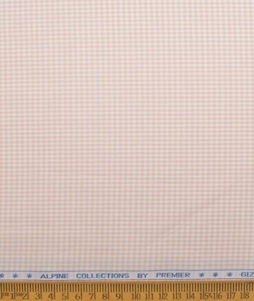 Premier Mills 2 Ply 50's Giza Cotton Checks Shirt or Kurta Fabric (Peach)