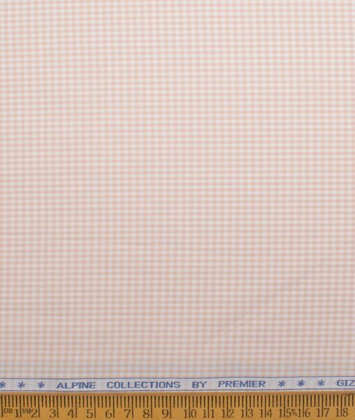 Premier Mills 2 Ply 50's Giza Cotton Checks Shirt or Kurta Fabric (Peach)
