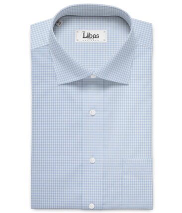 Premier Mills 2 Ply 50's Giza Cotton Checks Shirting Fabric (Sky Blue)