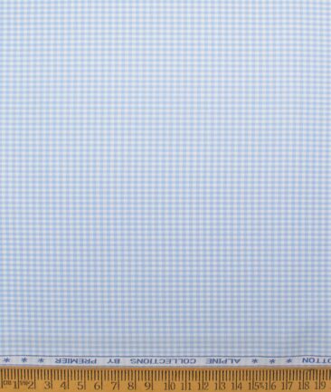 Premier Mills 2 Ply 50's Giza Cotton Checks Shirting Fabric (Sky Blue)