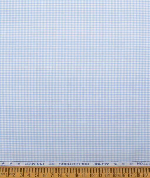 Premier Mills 2 Ply 50's Giza Cotton Checks Shirting Fabric (Sky Blue)