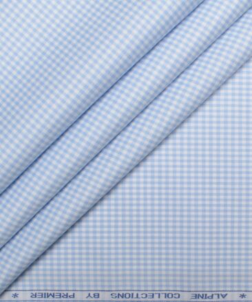 Premier Mills 2 Ply 50's Giza Cotton Checks Shirting Fabric (Sky Blue)