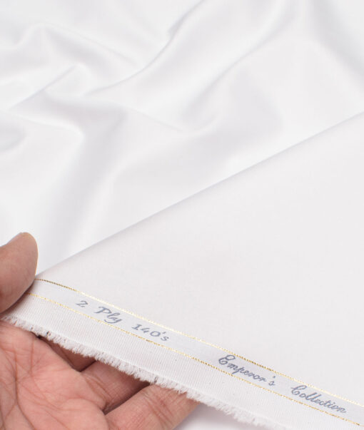 Tessitura Monti 2 Ply 140's Supima Cotton Solids Shirting Fabric (White)