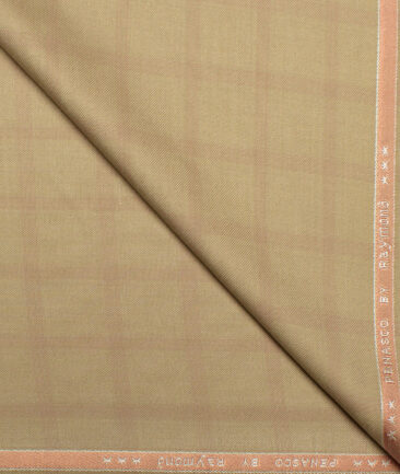 Raymond  Checks Poly Viscose Suiting Fabric (Khakhi)