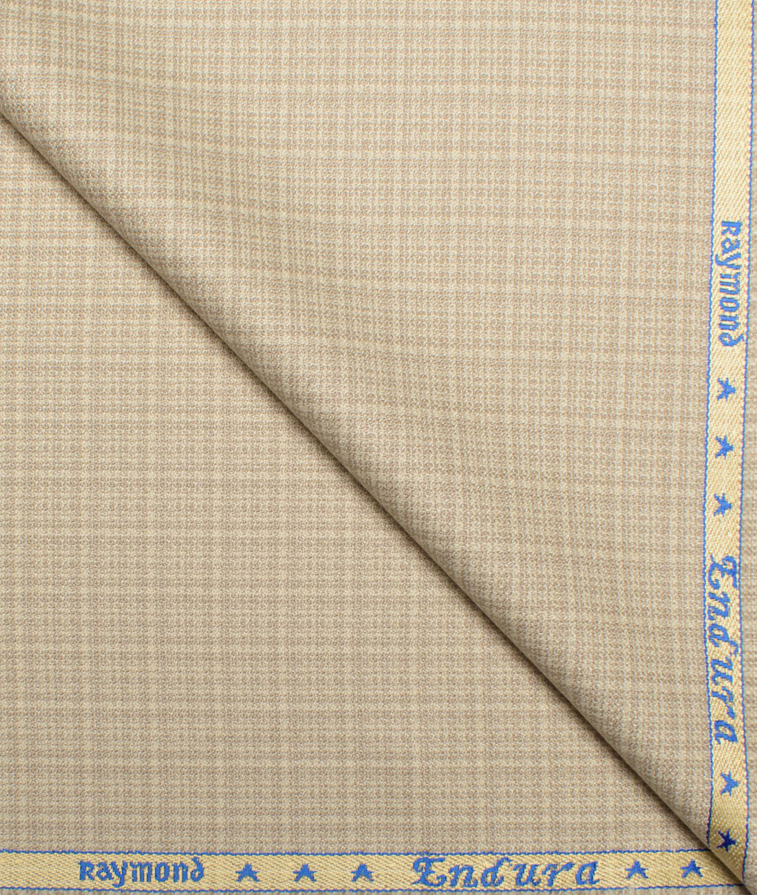 Raymond Checks Poly Viscose Suiting Fabric (Cream) Raymond Checks Poly Viscose Suiting Fabric (Cream)