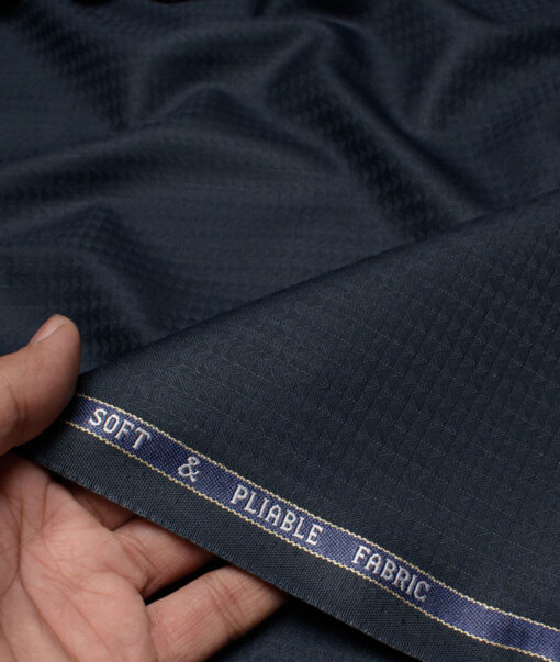 Raymond  Self Design Poly Viscose Suiting Fabric (Dark Navy Blue)