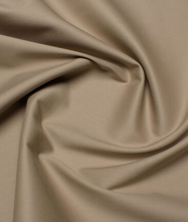 Vercelli Italy  Solids Supima Cotton Stretchable Suiting Fabric (Khakhi Brown)