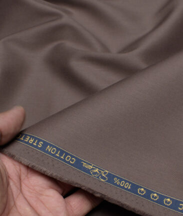 Vercelli Italy  Solids Supima Cotton Stretchable Suiting Fabric (Pine Cone Brown)