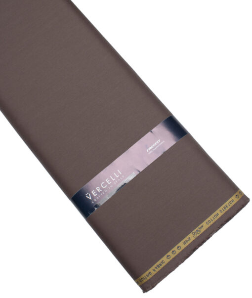 Vercelli Italy  Solids Supima Cotton Stretchable Suiting Fabric (Pine Cone Brown)