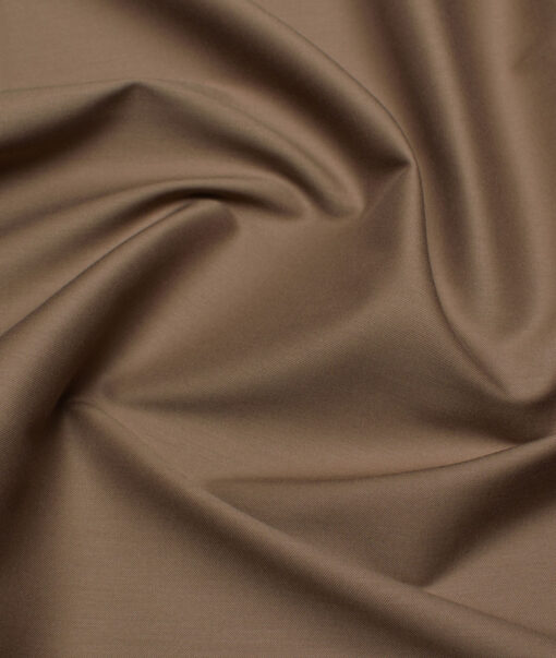 Vercelli Italy  Solids Supima Cotton Stretchable Suiting Fabric (Roman Coffee Brown)