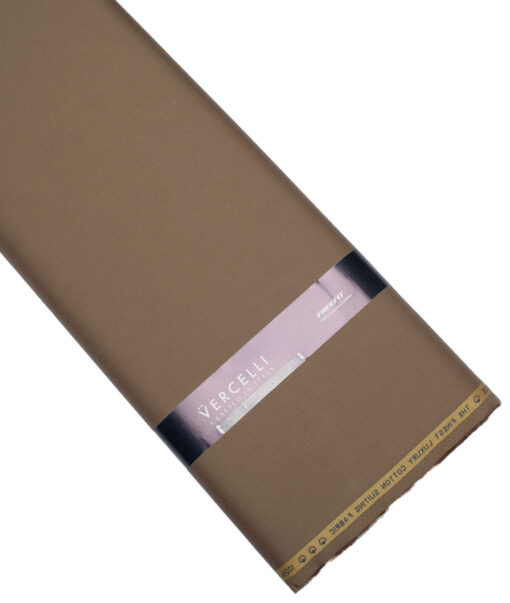Vercelli Italy  Solids Supima Cotton Stretchable Suiting Fabric (Roman Coffee Brown)