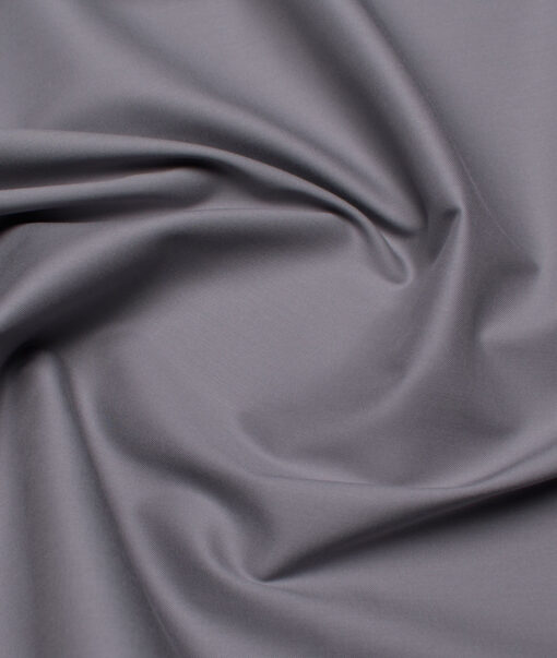 Vercelli Italy  Solids Supima Cotton Stretchable Suiting Fabric (Santa Grey)