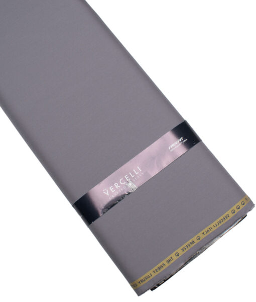 Vercelli Italy  Solids Supima Cotton Stretchable Suiting Fabric (Santa Grey)