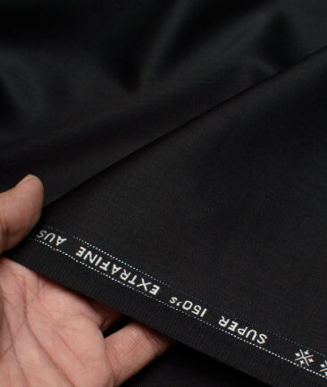 Cavalero Italy Super 150's Solids 95% Wool Suiting Fabric (Jet Black)