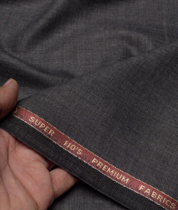 Geoffrey Hammonds Super 110's Checks 20% Wool Suiting Fabric (Dark Grey)
