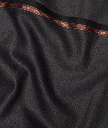 Geoffrey Hammonds Super 110's Checks 20% Wool Suiting Fabric (Dark Grey)