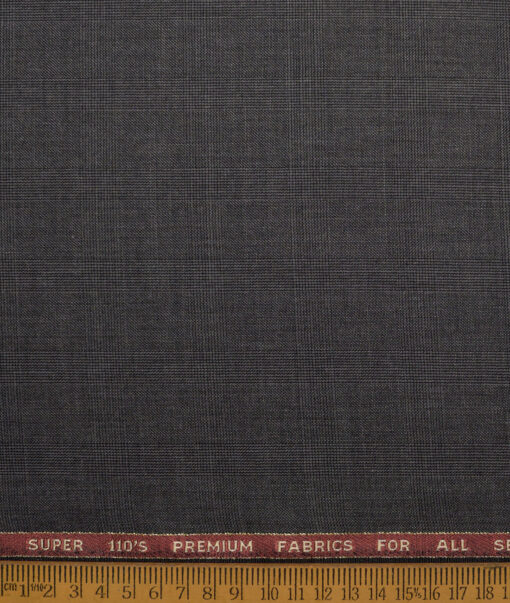 Geoffrey Hammonds Super 110's Checks 20% Wool Suiting Fabric (Dark Grey)