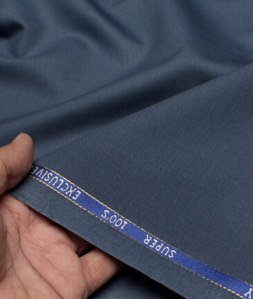 J.Hampstead Super 100's Solids 20% Wool Suiting Fabric (Marble Blue)