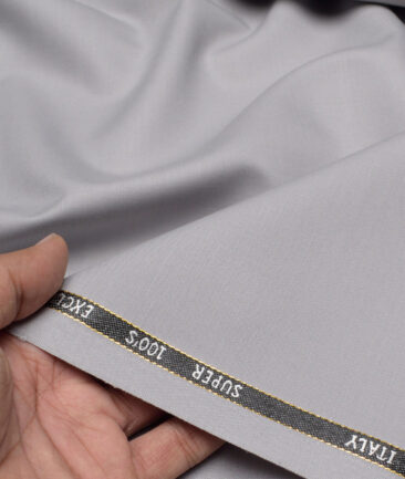 J.Hampstead Super 100's Solids 20% Wool Suiting Fabric (Silver Grey)