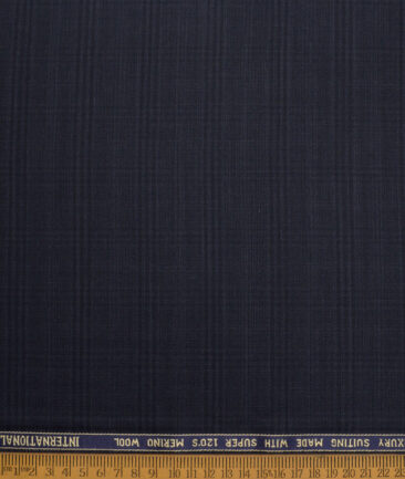 Panero Italy Super 120's Checks 30% Wool Suiting Fabric (Dark Blue)