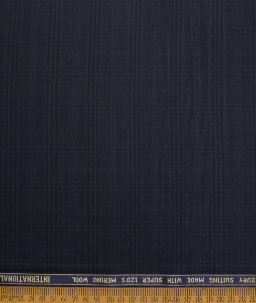 Panero Italy Super 120's Checks 30% Wool Suiting Fabric (Dark Blue)