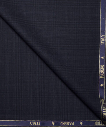 Panero Italy Super 120's Checks 30% Wool Suiting Fabric (Dark Blue)