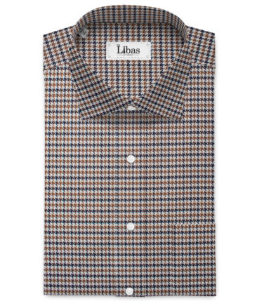 Tessitura Monti  Giza Cotton Houndstooth Shirting Fabric (White & Brown)