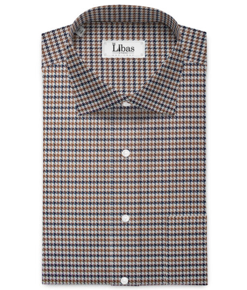 Tessitura Monti  Giza Cotton Houndstooth Shirting Fabric (White & Brown)