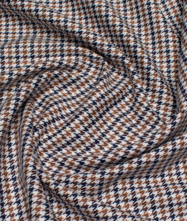 Tessitura Monti  Giza Cotton Houndstooth Shirting Fabric (White & Brown)