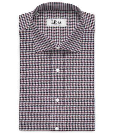 Tessitura Monti  Giza Cotton Houndstooth Shirting Fabric (White & Purple)