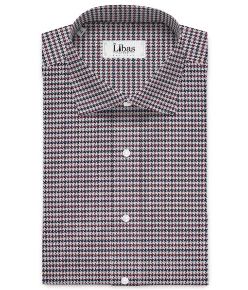 Tessitura Monti  Giza Cotton Houndstooth Shirting Fabric (White & Purple)