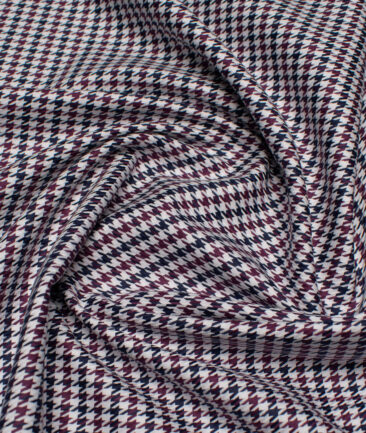 Tessitura Monti  Giza Cotton Houndstooth Shirting Fabric (White & Purple)
