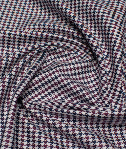 Tessitura Monti  Giza Cotton Houndstooth Shirting Fabric (White & Purple)